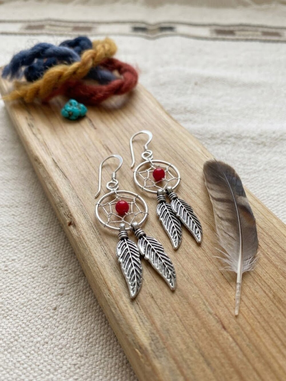 Sterling Silver red carnelian dream catcher earrings dreamcatcher